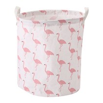 세이프탑 예쁜패브릭 세탁바구니, 09 화이트 플라밍고, 1개