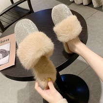 여성용 블링 큐빅 퍼 슬리퍼 TS-0961