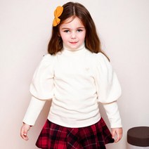 젤리스푼 여아용 벨라 퍼프소매 기모 피치 폴라 티셔츠