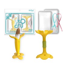 앙쥬 치발기 2종 세트, 노꼭지, 초코바나나, 입술 노랑, 랜덤발송(실리콘클립)