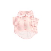 알콩단잠 강아지 고방체크 면 셔츠 실내복 파자마, 핑크