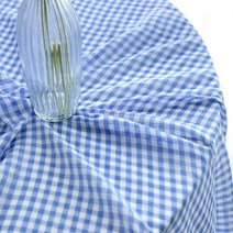 천팜 대폭 30수 선염면 블루밍 블루 체크 패브릭 원단 923, 블루