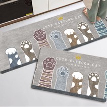 일러스트 러그 주방 발매트 2종 세트, 11 고양이 발