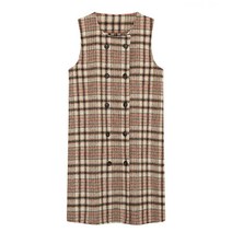 비엔엑스 여성용 울 체크 더블 민소매 원피스