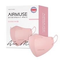 에어뮤즈 핏 2D 새부리형 마스크 성인용 대형, 25개입, 1개, 블라썸 핑크