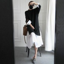 리온 여성용 셔츠 스웨터 레이어드 임산부 원피스 HR334