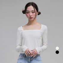어썸어라운드 여성용 스퀘어넥 골지 티셔츠
