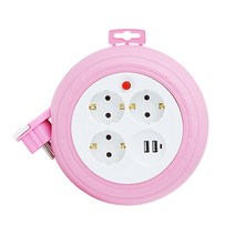 러그박스 USB 멀티릴선 멀티탭 3구 + USB 2포트 핑크, 1개, 3m