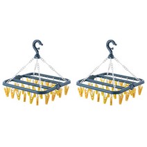 생각나래 빨래 집게 32p 건조대 블루 옐로우, 2개