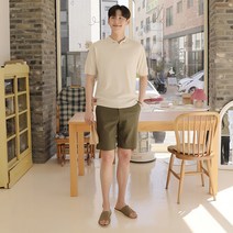 플레이즈 남성용 실리콘 린넨 슬림 반바지