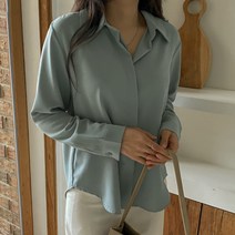 심플 베이직 히든 버튼 블라우스