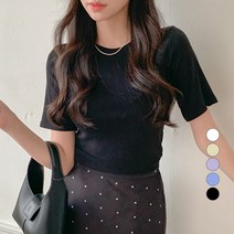 베러스윗 여성용 슬림핏 무지 쫀쫀 반팔 티셔츠