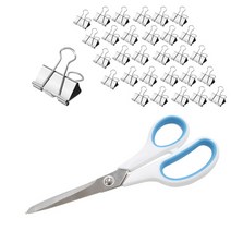 화신 더블클립 실버 대 30p + 사무용 투톤 가위 대, 1세트