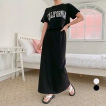 무드인더 캘리포니아 크롭 반팔 스커트 세트