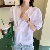 닐로 꼬임 반팔 블라우스