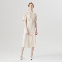 탱커스 린넨 카라넥 셔츠 롱 반팔 원피스 TU1OP020L0