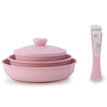 베카 블랑 로제 쿡웨어 세트 인덕션 IH, 핑크, 프라이팬 + 궁중팬 + 냄비 + 뚜껑 + 멀티핸들