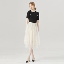 탱커스 쉬폰 허리 밴딩 펄 포인트 스커트 TU1SK010L0