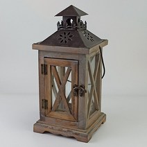 루미에르루체 빈티지 레트로 램프 캔들 홀더 28 x 12.5 x 12.5 cm, 브라운