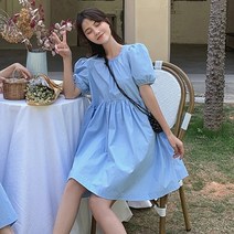 레몬소울 센치 라운드 퍼프 반팔 숏 원피스
