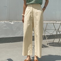 여성용 코튼 뒷밴딩 와이드 일자 팬츠