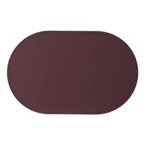 지베아 플로라 가죽 방수 타원형 식탁 테이블매트, 레드브라운(앞면) + 화이트(뒷면), 440 x 300 mm