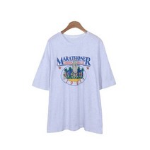 시크블랙 여성용 고르뎀 나염 루즈핏 라운드넥 반팔 티셔츠 T9682K25