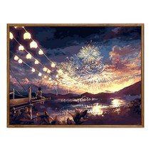 순잠 깜찍 모던 수채화 유채화 개릭터 그림그리기 DIY 세트 40 x 50 x 1.6 cm, 18 불꽃놀이