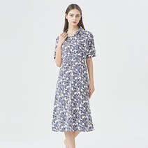 BNX 카라넥 버튼업 패턴 페미닌 롱 원피스 BU1OP070L0