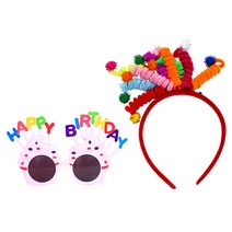 스프링 머리띠 아이스크림 안경 파티 세트, 1세트, 혼합색상(머리띠), 화이트(안경)