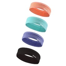 몬스터 이중 실리콘 라이닝 미끄럼 방지 스포츠 헤어밴드 4p 세트, orange, green, purple, black