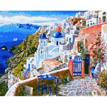 피포페인팅 산토리니 그리스풍경 그림 DIY 40 x 50 cm MS9571, 혼합색상