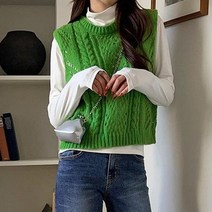 시크폭스 여성용 스카시펀칭 라운드 니트 베스트