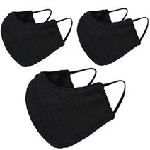 입체 기모 항균 일반형 마스크 L, 민자 검정색, 1개입, 3개