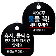 뭉키데코 고리형 안내표지판 2종 블랙 S8 세트, 1세트, S8_106(휴지 물티슈 변기에 안돼요, 사용 후 물을 내려 주세요)
