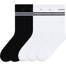 까스텔바작 홀인원 쿠션 크루 삭스 5p, 화이트, 블랙