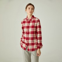 닥스 여성용 ESSENTIAL 레드 체크 긴팔 캐주얼 셔츠 DLSH2DE91