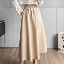 비비에모 가을 겨울 매트 가죽 플레어 미디 스커트 02023