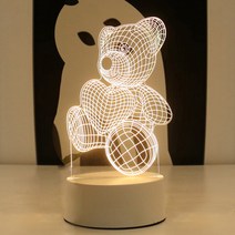 쿼르디 LED 아크릴 3D 무드등 USB형, 하트 곰
