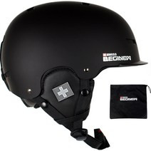 스위스비기뉴 스키 보드 헬멧 아시안핏   전용 파우치 세트, 매트블랙