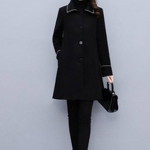 아뗄릭 여성용 빅사이즈 원버튼 A라인 기모 안감 모직 반 코트 01575