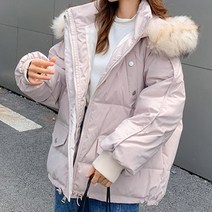 메이첼 여성용 루즈핏 후드 스트링 패딩 점퍼 01711
