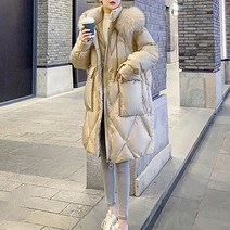 비비에모 여성용 코릴엔 글로시 스트링 빅 포켓 롱 패딩 02311