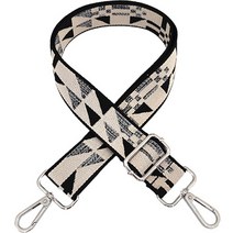 플랫 자가드 기하학 패턴 길이 조절 크로스백 DIY 스트랩, 베이지 + 실버(버클), 1개