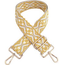 만달릭 자가드 플라워 패턴 길이 조절 숄더 크로스백 DIY 스트랩 130g, 화이트 + 옐로우, 1개