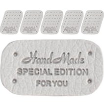 라운드 코너 엠보싱 패턴 필기체 영문 핸드메이드 레터링 DIY 소품 만들기 가죽 라벨 100g, 그레이, 100개