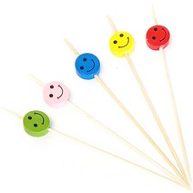 대나무 5색 스마일 도시락 픽 12cm MP071, 100개입, 1개
