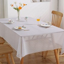 라이프크런치 레이스 식탁보 인테리어 식탁커버, 마름모 화이트, 120 x 180 cm