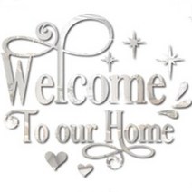 나음다름 Welcome to our home 포인트 벽지 스티커, 실버