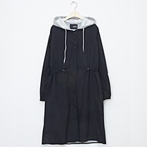 비엔엑스 여성용 후드 끈 허리 스트링 버튼업 롱 자켓 BV1JP002L0